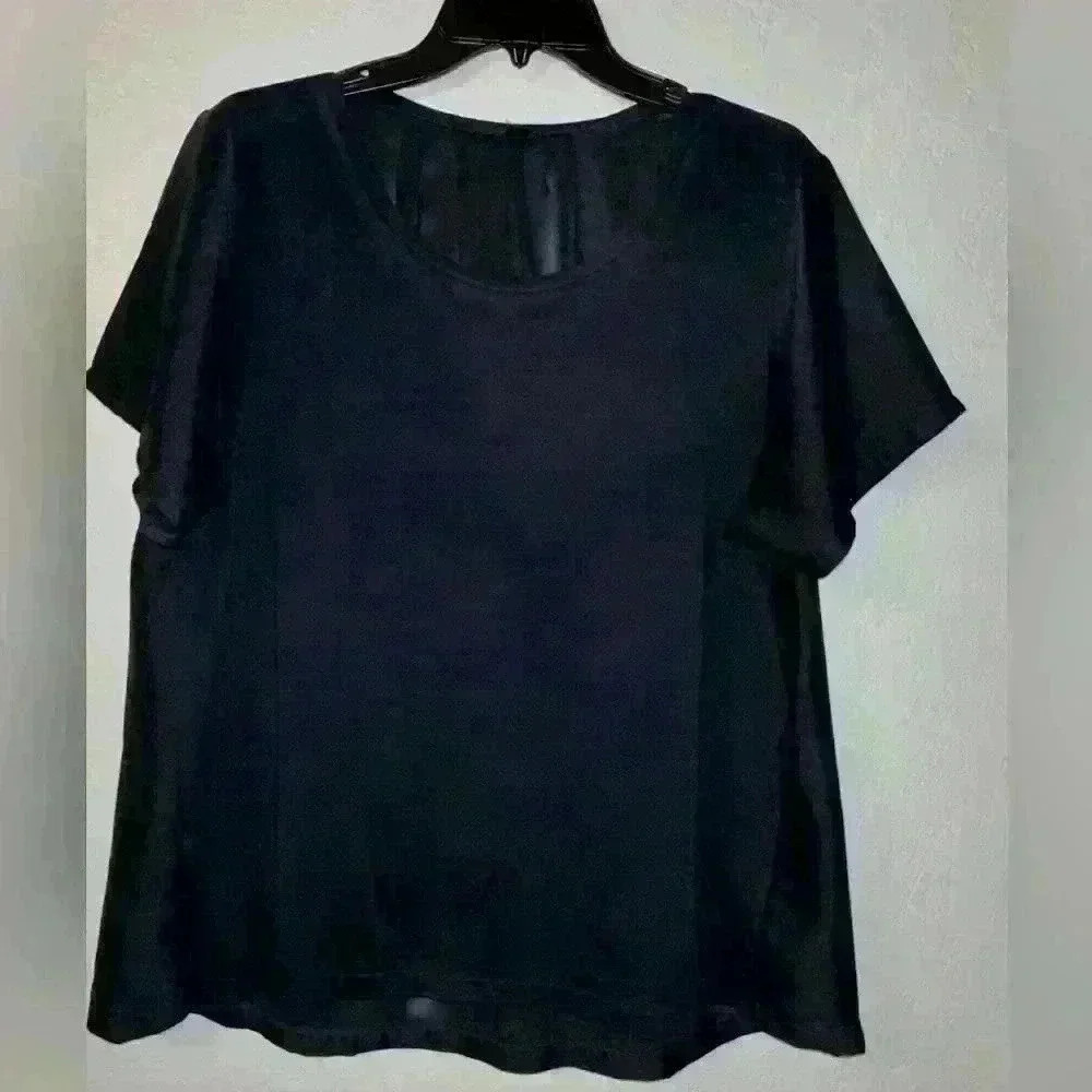 J. Crew Navy Blouse Front Cotton Back And Sleeves Polyester Size Large